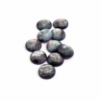 Resincabochons im Perlmutt Design in schwarz 12mm 10...