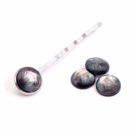Resincabochons im Perlmutt Design in schwarz 12mm 10...