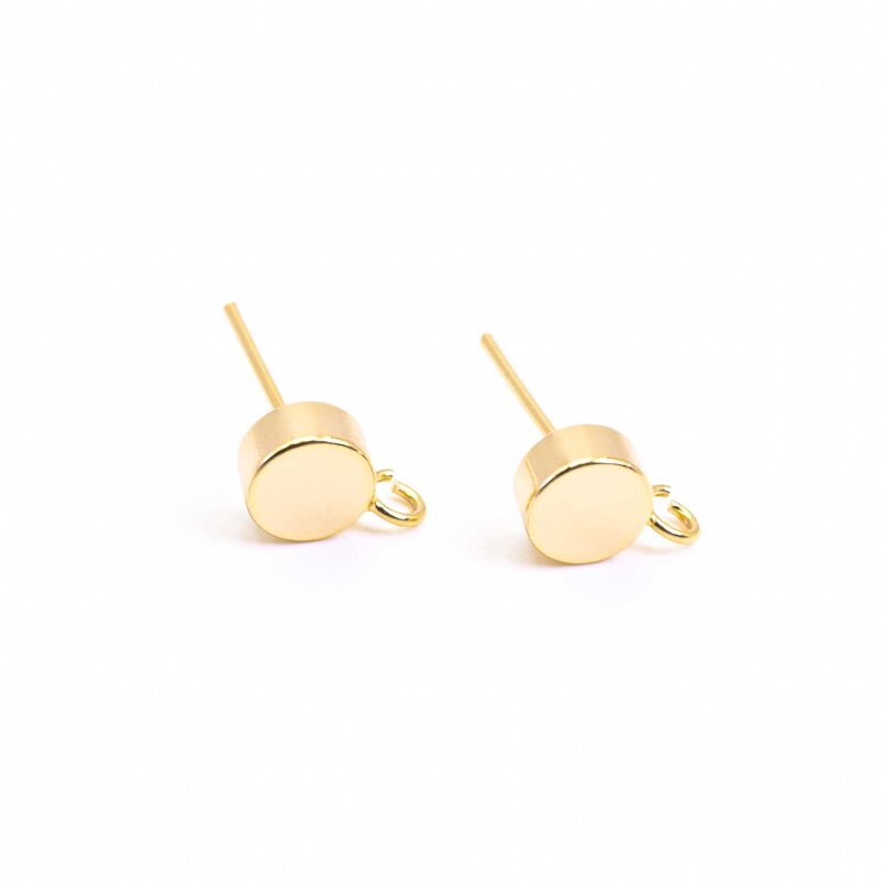 runde Ohrstecker mit Aufhängung und 18K Goldbeschichtung, 2 Stück