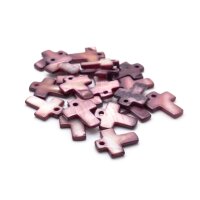 Perlmuttanhänger als Kreuz 15mm in violett 10...