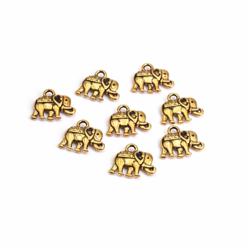 Anhänger als Elefant in antik goldfarben 8 Stück