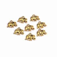 Anhänger als Elefant in antik goldfarben 8 Stück