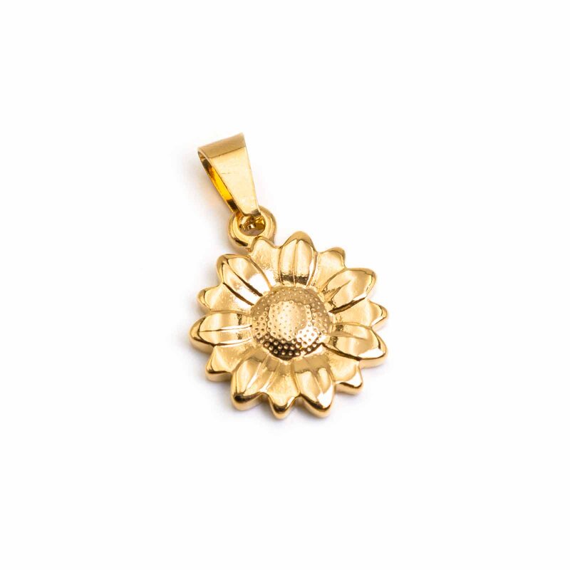 Anhänger Sonnenblume aus 304 Edelstahl in goldfarben 1 Stück