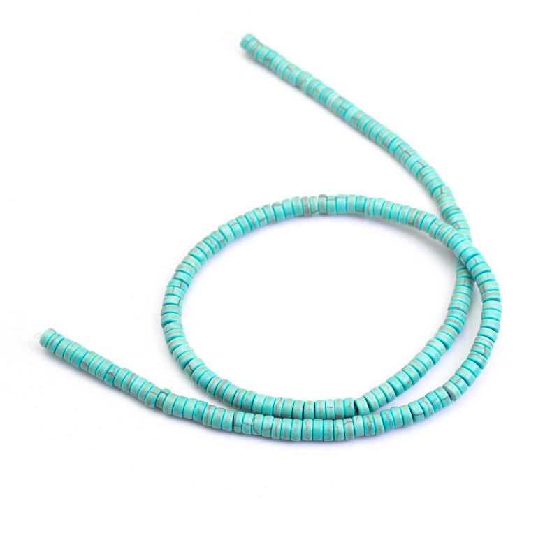 Heishi Perlen aus synthetischem Türkis 4x2mm 1 Strang, 36cm, ca. 170 Stück