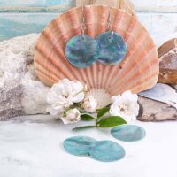 Capiz Muschelscheiben in türkis mit Holo Effekt 25mm...