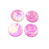 Muschelscheiben in pink mit Holo Effekt 25mm 4 Stück
