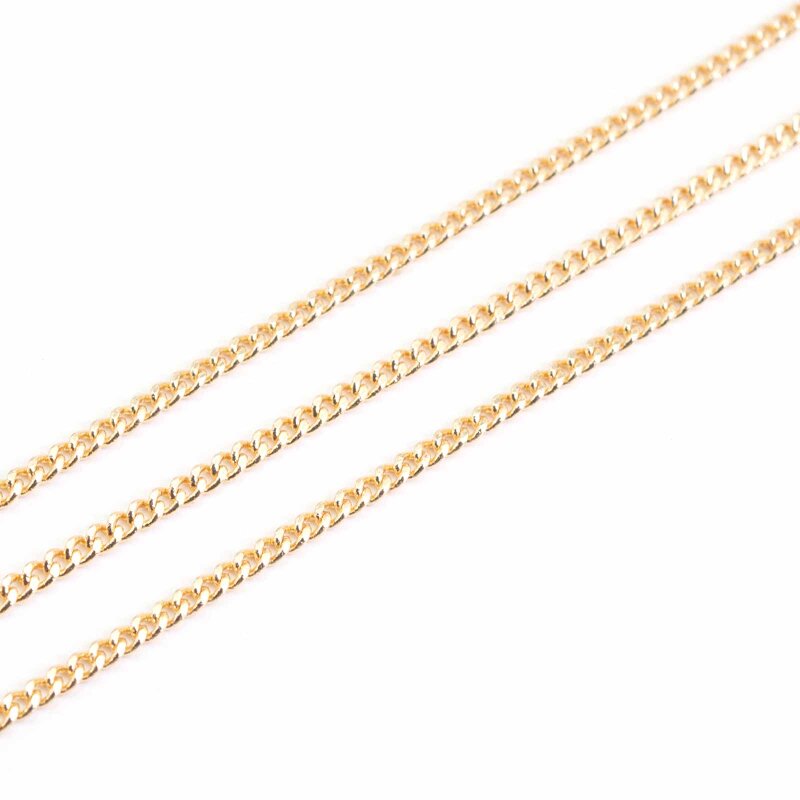 Gliederkette mit flachen Gliedern aus Messing, 18K Goldbeschichtung, 2,5x2mm, 1 m