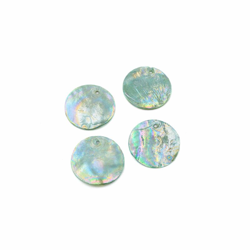 Capiz Muschelscheiben in seegrün mit Holo Effekt 25mm 4 Stück