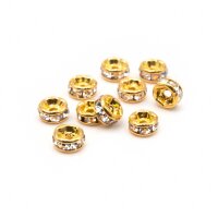 Zwischenperlen mit Strasssteinen in goldfarben 4mm 10...