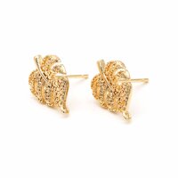 Ohrstecker als Blatt der Monstera mit Öse, 18K Gold...
