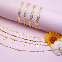 Gliederkette aus Messing, 18K Goldbeschichtung, 1 m