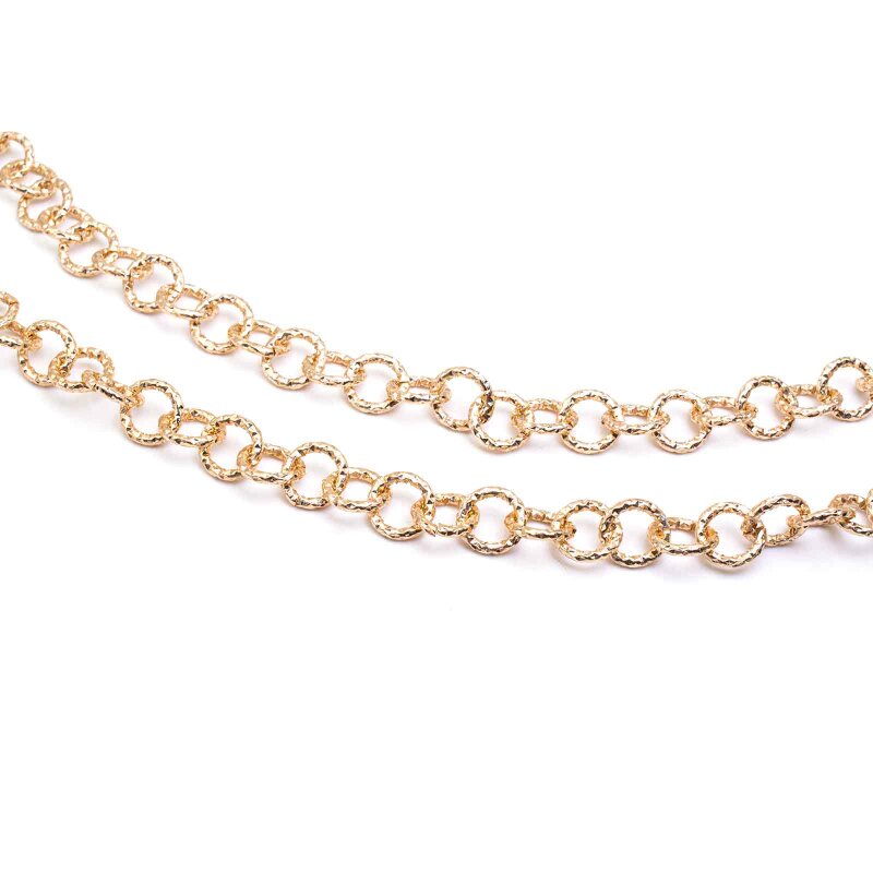 Rolo Kette mit großen Gliedern aus Aluminium in light goldfarben 1 Meter