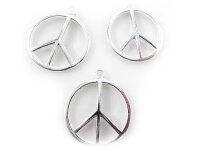 3 große Peace Anhänger in silberfarben