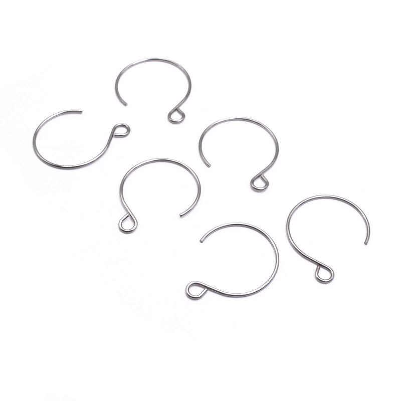 runde Ohrhänger Halbcreolen aus 304 Edelstahl in platinfarben 22x18mm 6 Stück