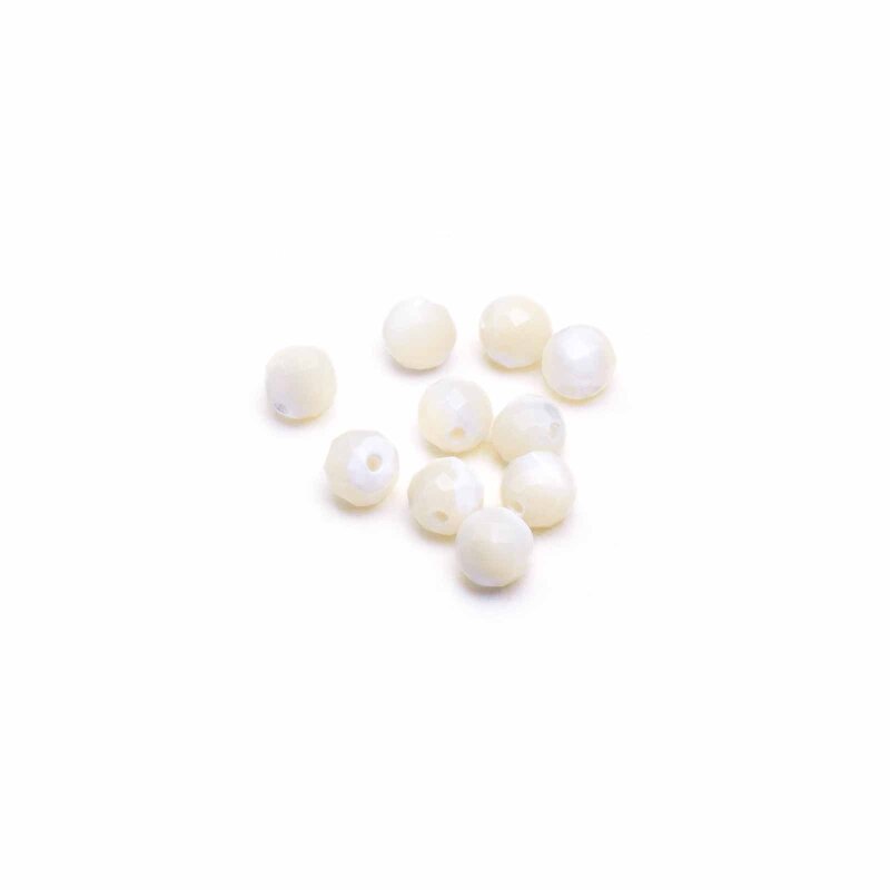 facettierte Muschelperlen in weiß 6mm 10 Stück