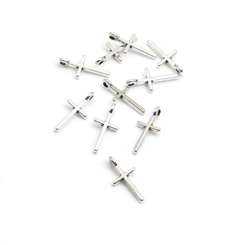 Anhänger Kreuz in antik silberfarben 17mm 10 Stück