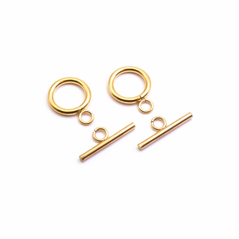 Knebelverschlüsse aus 304 Edelstahl, goldfarben IP-beschichtet, 2 Set