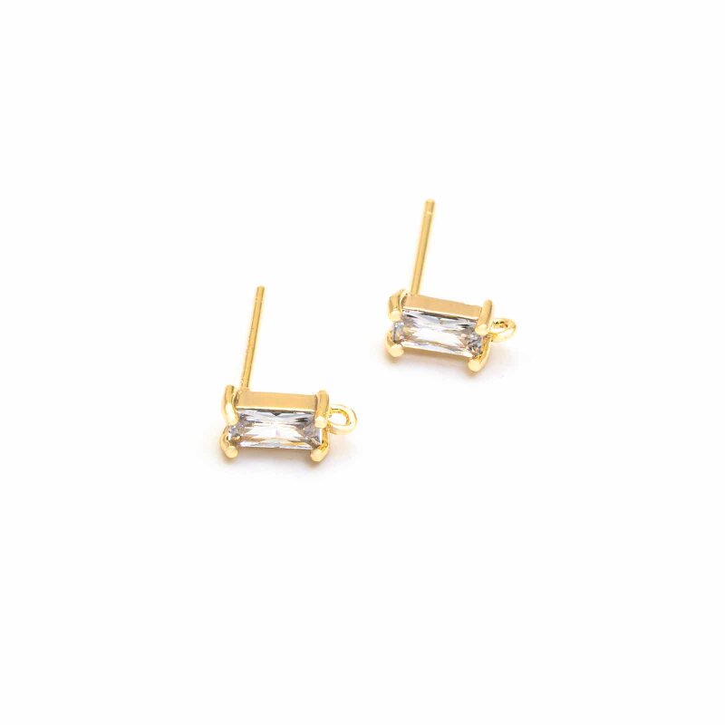 Ohrstecker mit Öse und klarem Schmuckstein 18k Gold beschichtet 2 Stück