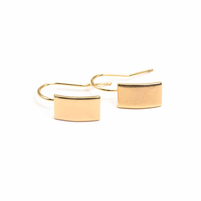 Ohrhaken mit Plättchen, Messing 18K goldbeschichtet, 2 Stück