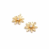 Blumen Anhänger mit Zirkonia 18k Gold beschichtet 2...