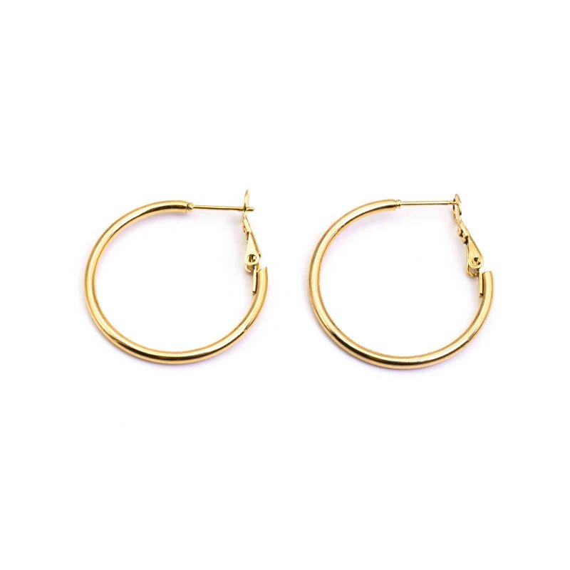 Creolen, 304 Edelstahl goldfarben PVD-beschichtet, 30 mm, 2 Stück