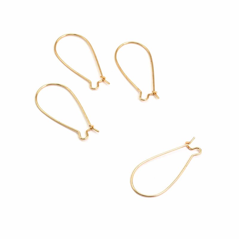 Kidney Ohrhaken, Messing 18K goldbeschichtet, 4 Stück