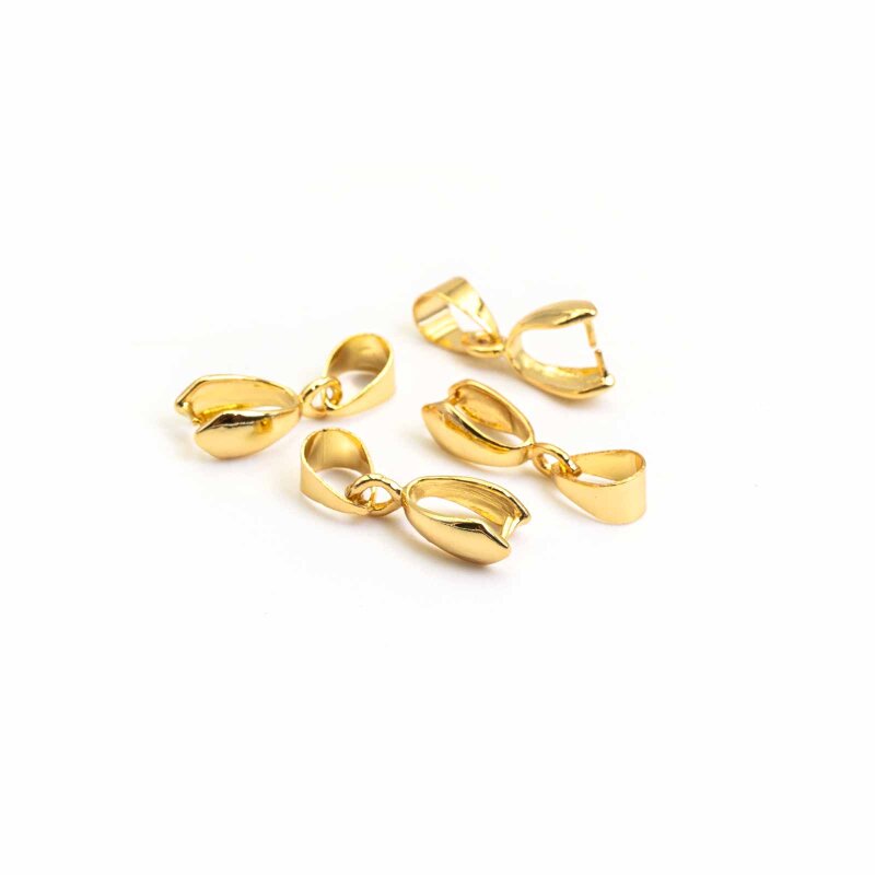 Collierschlaufen, Messing 24K goldbeschichtet, 14 mm, 4 Stück