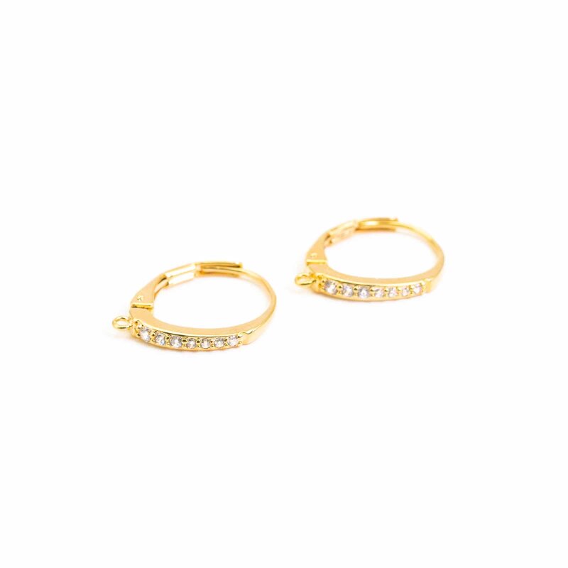 Creolen mit Zirkonia, Messing 18K goldbeschichtet, 17 mm, 2 Stück