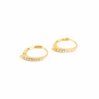 Creolen mit Zirkonia, Messing 18K goldbeschichtet, 17 mm,...