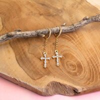 Creolen mit Zirkonia, Messing 18K goldbeschichtet, 17 mm,...