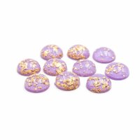 Resincabochons in fliederfarben mit goldfarbenen Glitter...