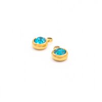 Anhänger mit Strassstein Aqua, Edelstahl, PVD Gold...