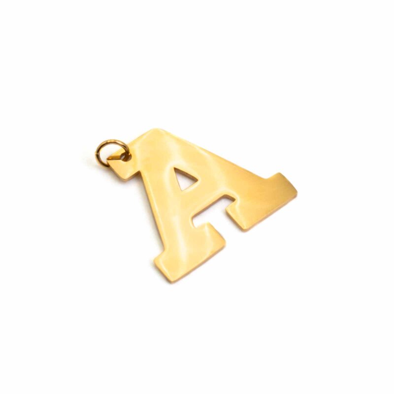 Anhänger als Buchstabe A aus Edelstahl in goldfarben 1 Stück