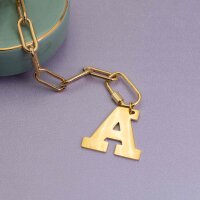 Anhänger als Buchstabe A aus Edelstahl in goldfarben...