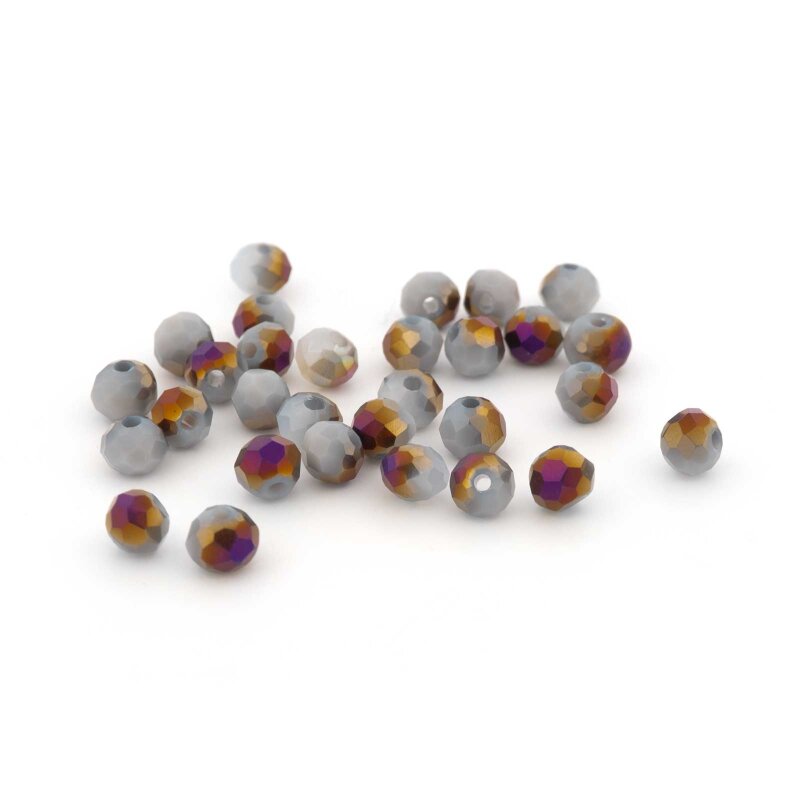 Facettierte Glasschliffperlen – 4 x 3,5 mm in Grau mit AB-Effekt 30 Stück