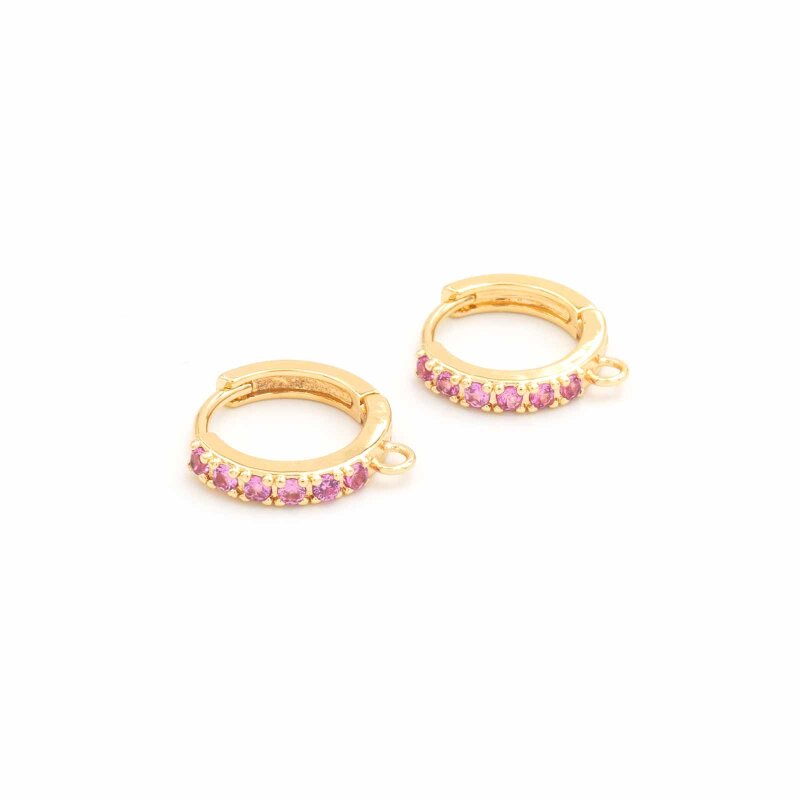 Creolen aus Messing mit Zirkonia 18k Gold beschichtet 13mm 2 Stück