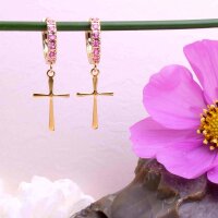 Creolen aus Messing mit Zirkonia 18k Gold beschichtet...