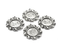 Fassungen mit Strasssteineinfassungen in antik silber...