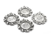 Fassungen mit Strasssteineinfassungen in antik silber...