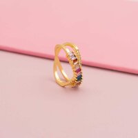 Ring Mira mit Regenbogen Zirkonia in goldfarben