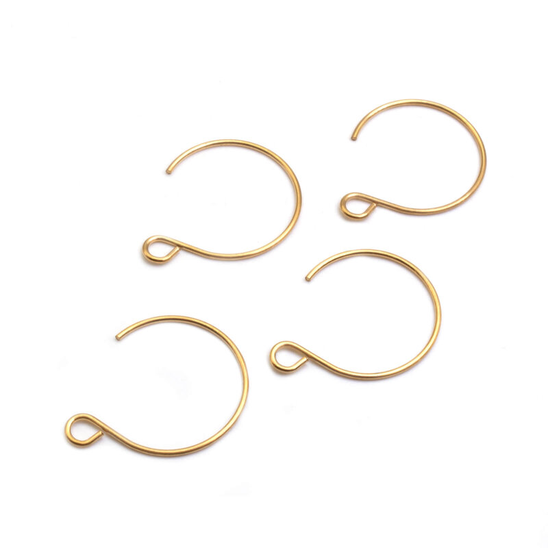 runde Ohrhaken mit Aufhängung aus 304 Edelstahl, goldfarben IP-beschichtet, 22x18mm 4 Stück