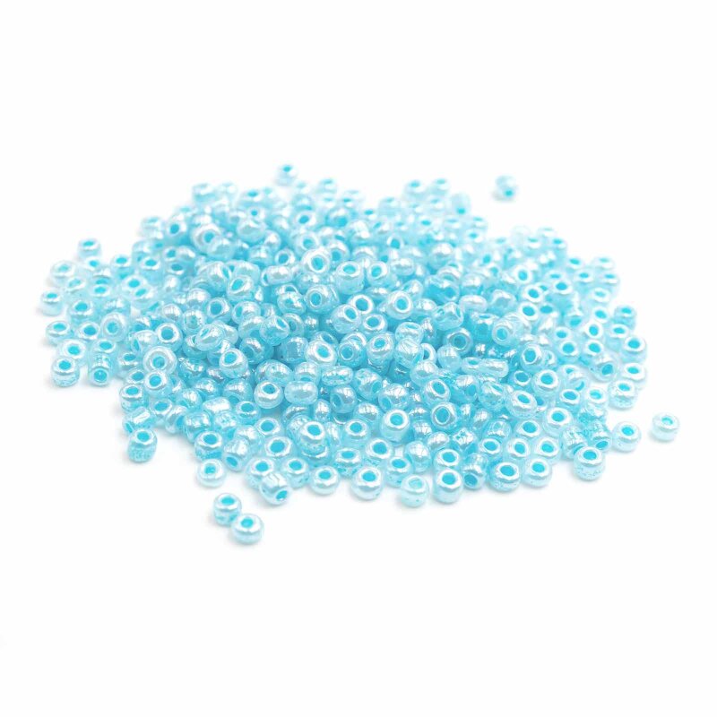 Rocailles Perlen in hellblau 3mm 20 Gramm