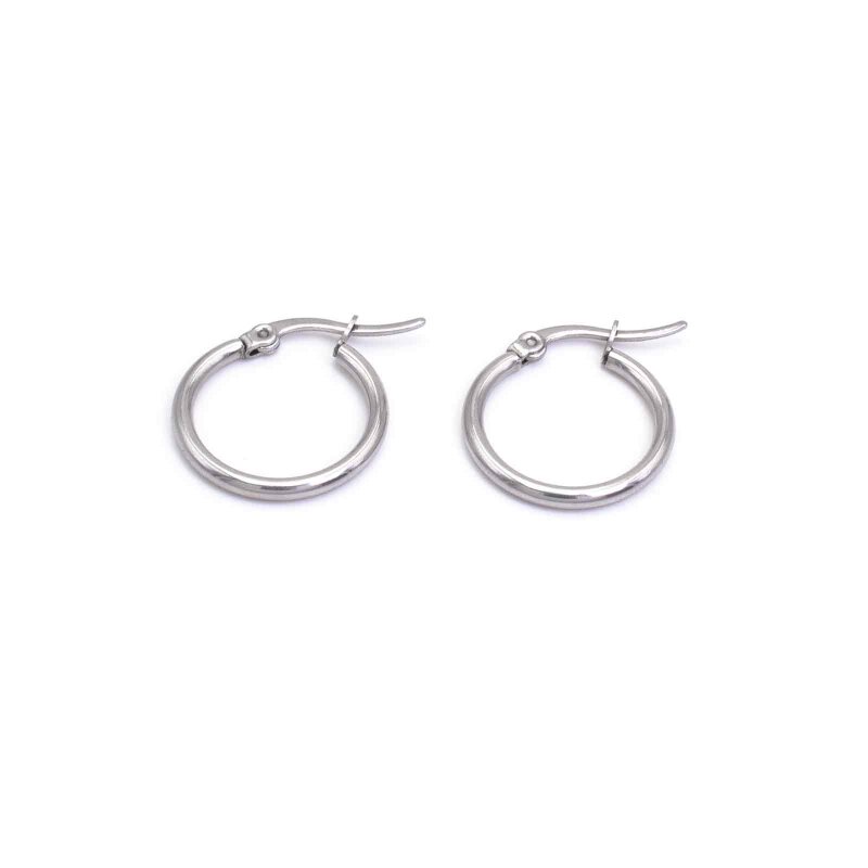 Creolen aus 304 Edelstahl in platinfarben 20mm 4 Stück