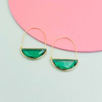 Ohrringe Evie Messing mit grünem Glasstein, 18K...