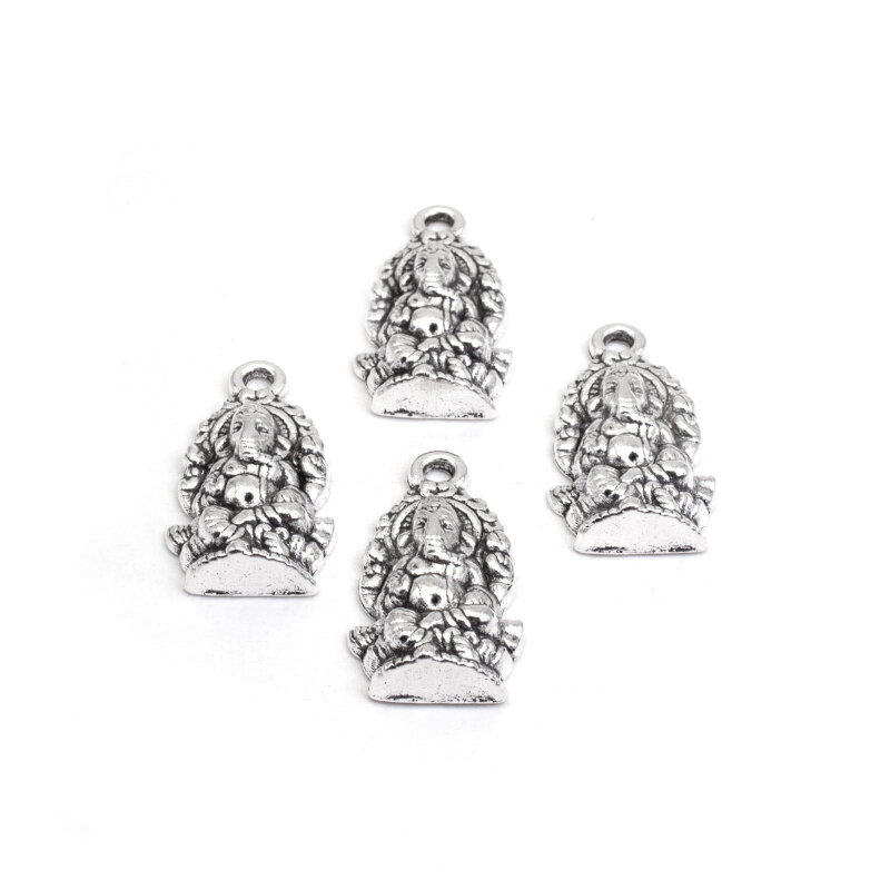 Anhänger Ganesha in antik silberfarben 4 Stück