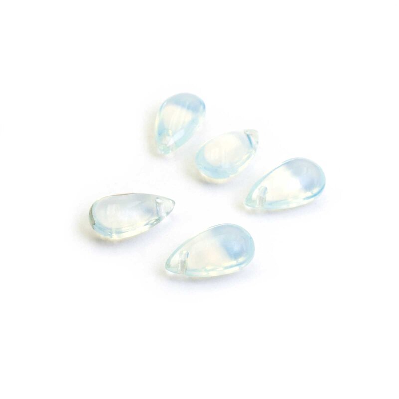 Glasanhänger als Tropfen Opalimitat 8x14mm 5 Stück