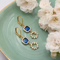 Ohrhänger Saphirblau in goldfarben