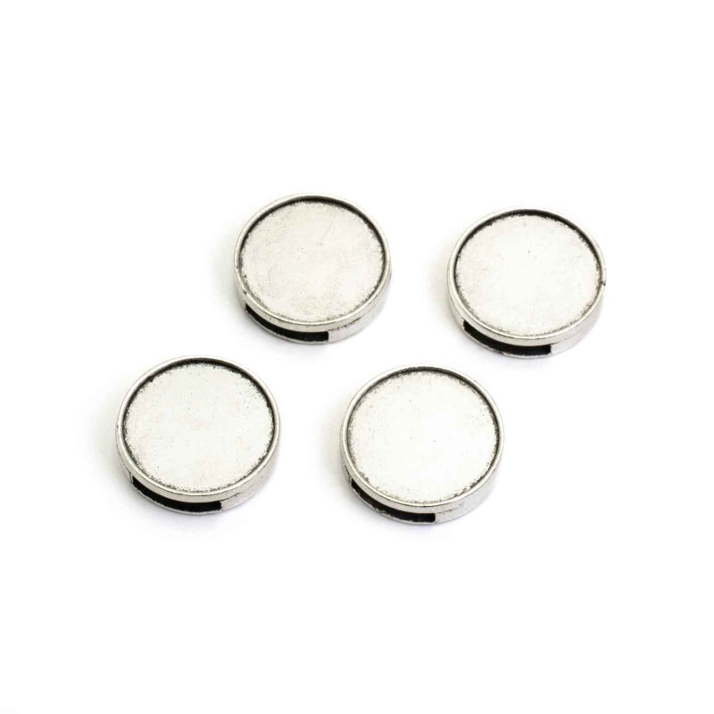 Schiebeperlen in antik silberfarben für 18mm Cabochons 4 Stück