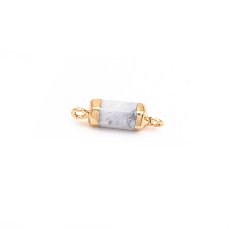 Verbinder aus Howlith mit Verzierung in goldfarben 1 Stück