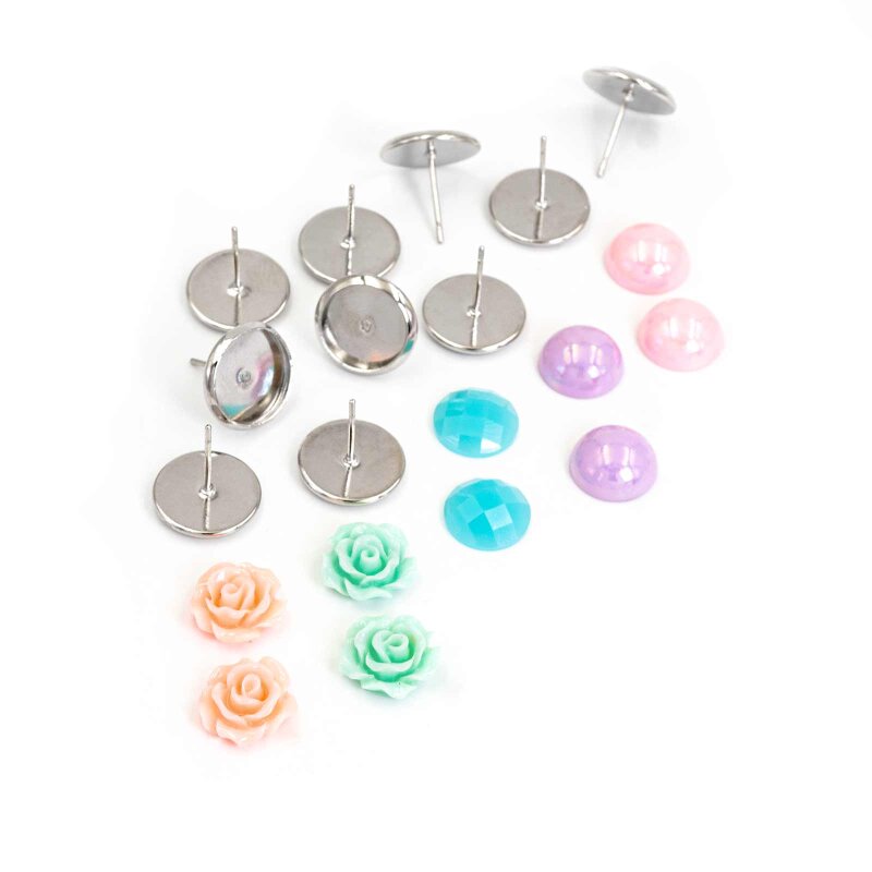 Set Frieda Ohrstecker mit Cabochons selber machen